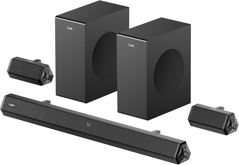 boAt Aavante Bar Prime B450 with Dual Subwoofers and Rear Speakers, 450W RMS Output