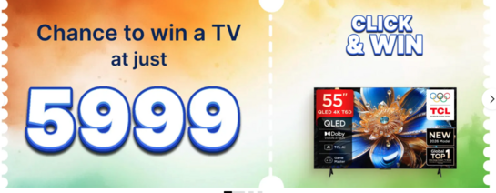 Mystery box  Chance to win a TV or get  up to ₹1000 off on them