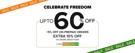 Celebrate Freedom | Upto 60% Off | Extra 10% Off | +5% off on prepaid orders