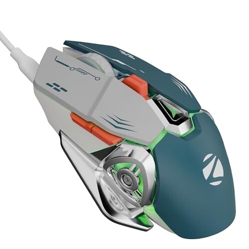 Zebronics Transformer M Plus Wired Gaming Mouse, Up to 12800 DPI, 6 Buttons with a 6-Level DPI Switch, 8 RGB Modes, 1000Hz Polling Rate, 1.5m Detachable Cable, Gaming Grade Sensor (Grey + Blue)