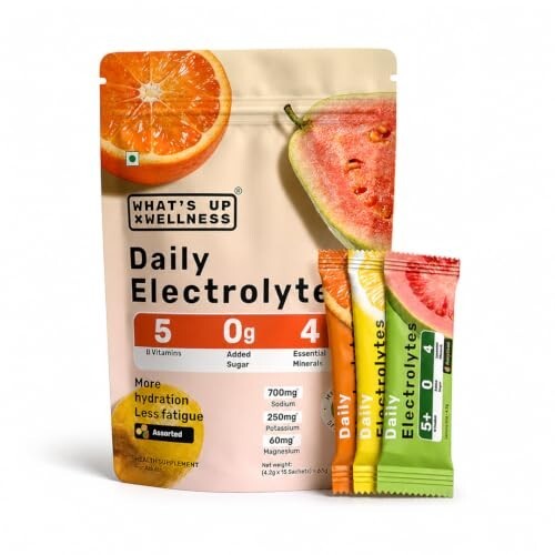 (Sample @ ₹99) What's Up Wellness Daily Electrolytes Powder - Assorted Flavour Pack - 15 Sachets