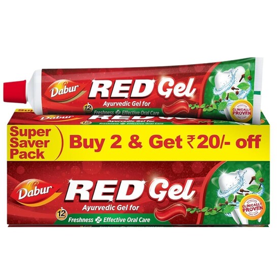 Dabur Red Gel Ayurvedic Toothpaste - 300g (150g x 2) | Reduction in Bad Breath, Plaque & Gingivitis | Freshness with Protection | For Healthy Gums & Effective Dental Care