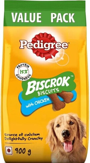 Pedigree Biscrok Biscuits (Above 4 Months) Dog Treats, Chicken Flavour, 900 g, Source of Calcium, Goodness of 15% Protein