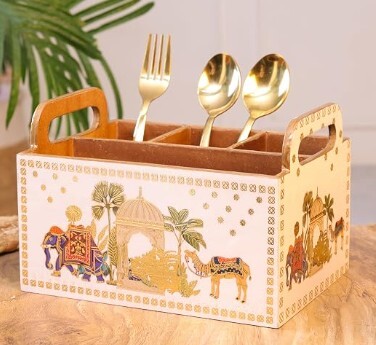 Sample @ ₹299 : TrayFi Multipurpose MDF Wooden Cutlery Organiser