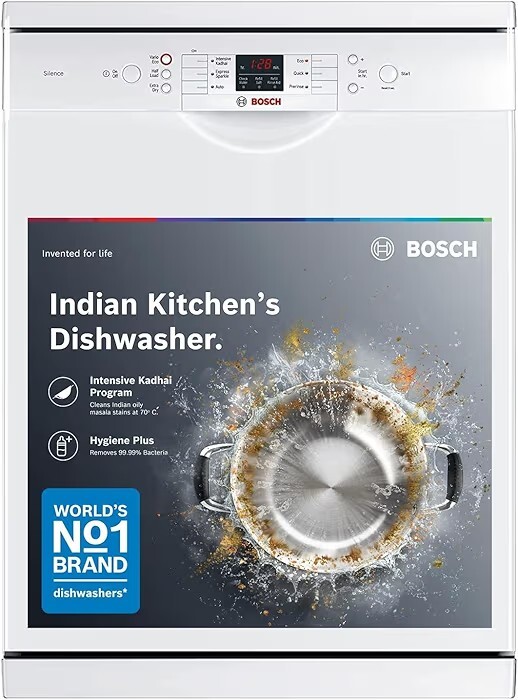 Bosch 13 Place Setting (fits up to 70 utensils) Free-Standing Dishwasher for Indian Utensils | White