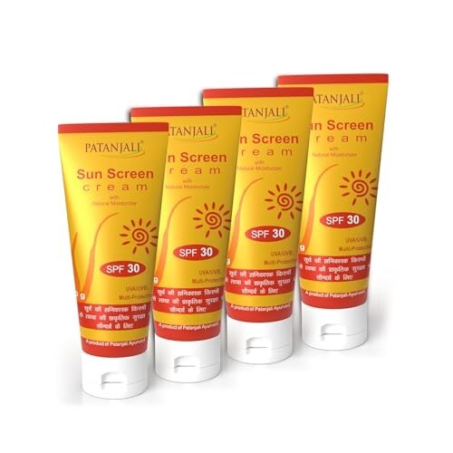 Patanjali Sunscreen Cream SPF 30 (50gx4) - Pack of 4 [Apply 5% coupon]