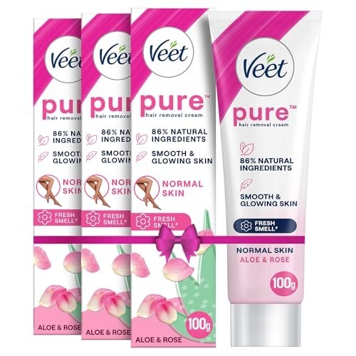 Veet Pure Hair Removal Cream for Women - Normal Skin 100g Pack of 3 (Combo Pack)