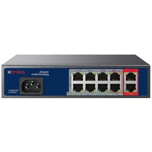 CP Plus 8 Port POE Switch with 2 GIGA UP-Link Ports (CP-ANW-HPU8G2-N12) [Apply coupon]