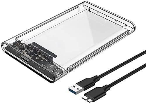 External Portable USB3.0 to SATA Clear Hard Drive Enclosure for 2.5 Inches HDD SSD 