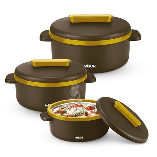 MILTON Micronova Jr. Gift Set Inner Stainless Steel Casserole, Set of 3 (380 ml, 775 ml, 1345 ml)