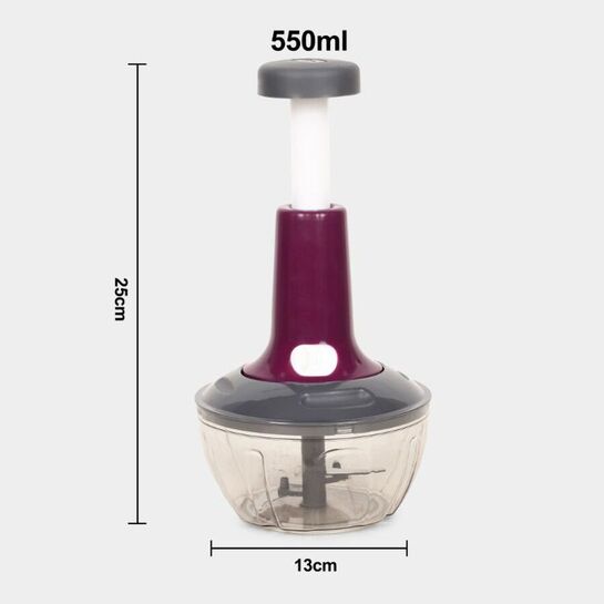 Tandem 550 ml capacity push-type vegetable chopper with whisker attachment