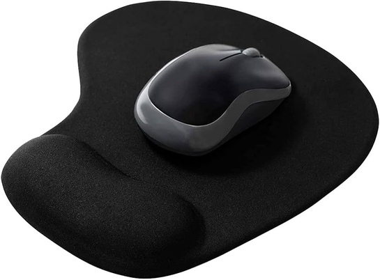 Sounce Ergonomic Mouse Pad with Gel Wrist Rest | Non-Slip | Washable | Lycra Cloth | Black