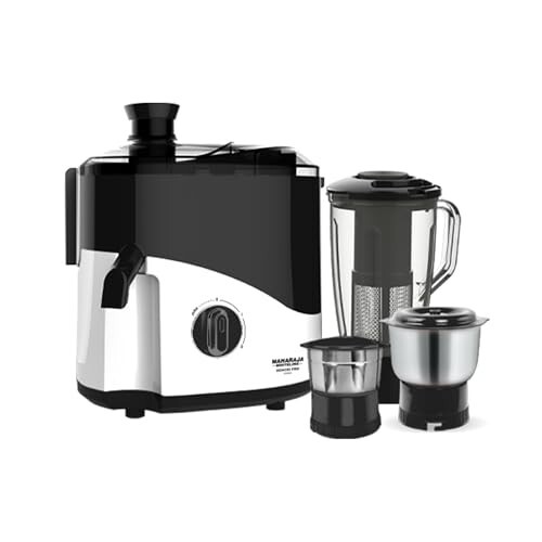 Maharaja Whiteline Odacio Pro Juicer Mixer Grinder With 3 Versatile Jars || 500 Watt Black and White