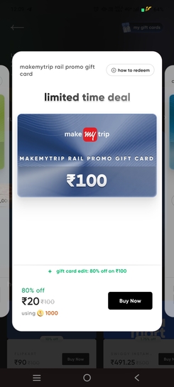 Cred Mmt rail promo gift card@ 80% off