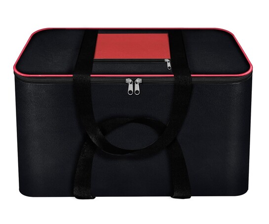 Storite Nylon Big Underbed Storage Bag Moisture Proof Cloth Organiser | Zippered Closure and Handle (BlackRed, 54x46x28cm)