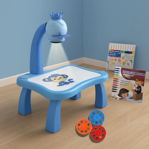 GRAPHENE Drawing Projector Table Set Painting Board Kit 24 Patterns Creative Toy For Girl 3+ Years Kids Boys Doodle Led Magic Drawing pad Trace Draw Smart Sketcher 12 Colorful Pen Book Educational Fun