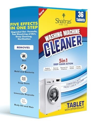 Shatras Washing Machine Cleaner Tablets – Deep Drum Cleaning Descaler | Removes Odor, Lime scale & Residue | Front & Top Load Compatible | Pack of 36