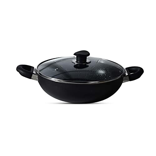 BERGNER Essential Plus 5-Layer Non-Stick 20cm Kadai with Glass Lid, 2.3 L [Apply Coupon]