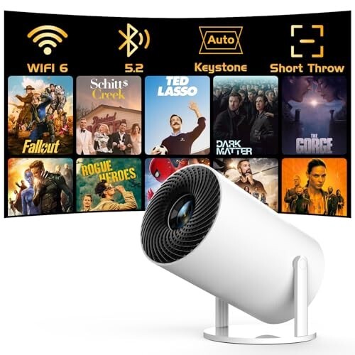 Panseba [270°Adjustable Stand] Smart Mini Projector With Wifi 6 And Bluetooth, Auto Keystone Outdoor Movie Projector 1080P Full Hd Support, Big Screen Portable Home Projector For Phone Tv Stick Laptop