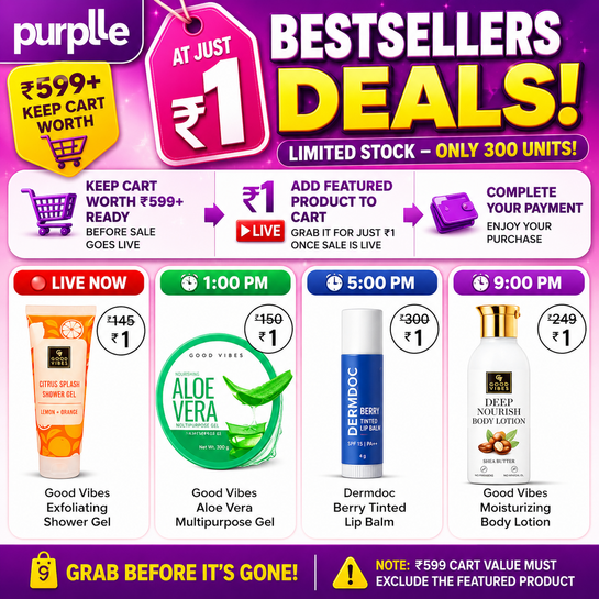Purplle: ₹1 Bestseller Deals on Beauty & Personal Care Products 