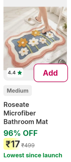 Minutes : Roseate Microfiber Bathroom Mat 
