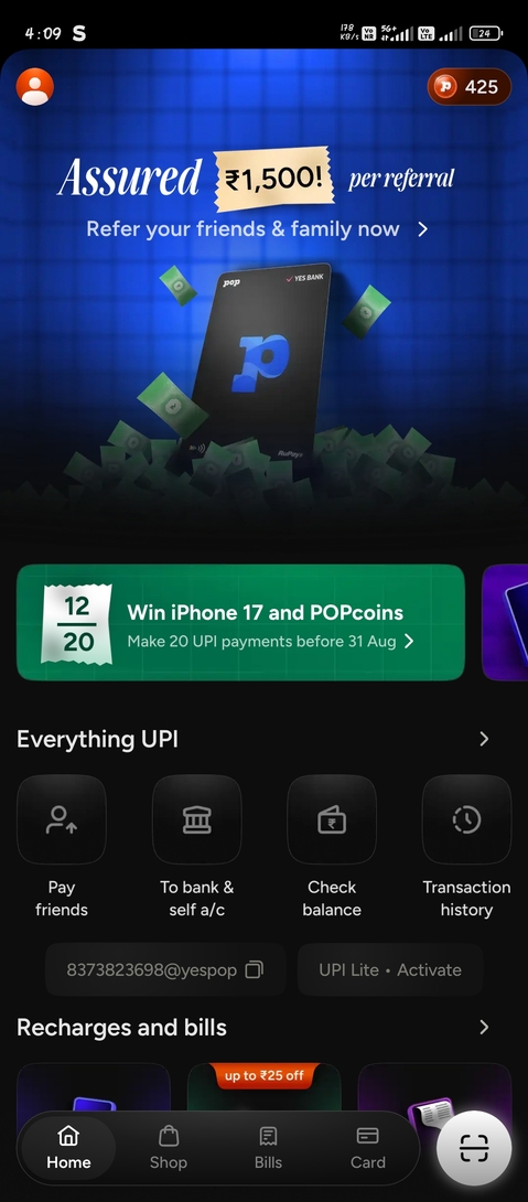 Make 20 marchant upi payment of min 19+rs before 31 aug and get 200popcoin.also chance to win iphone17