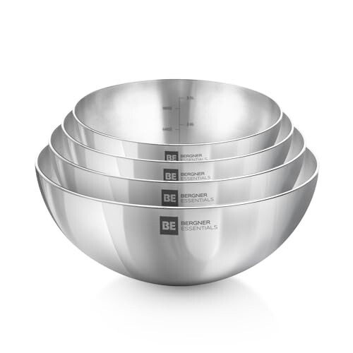 Bergner BE Essentials 4 Pcs Set of Extra Deep Tasra, Triply Stainless Steel Taslas - 18cm (1L), 20cm (1.5L), 22cm (2L) and 24cm (2.5L), Consumes Less Oil, Flared Rims - Gas Stove Compatible