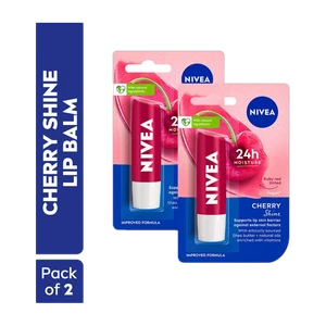NIVEA Fruity Shine Lip Balm Cherry (Pack of: 2, 9.6 g)