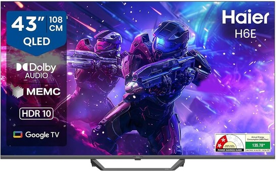 Haier H6E Series 108cm (43) 4K QLED Ultra HD Smart LED Google TV 43H6E