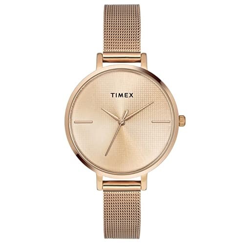 TIMEX Analog Watch for Women with Rose Gold Round Dial & Rose Gold Stainless Steel Bracelet Band Water Resistant Women's Wrist Watches - TWEL155SMU06