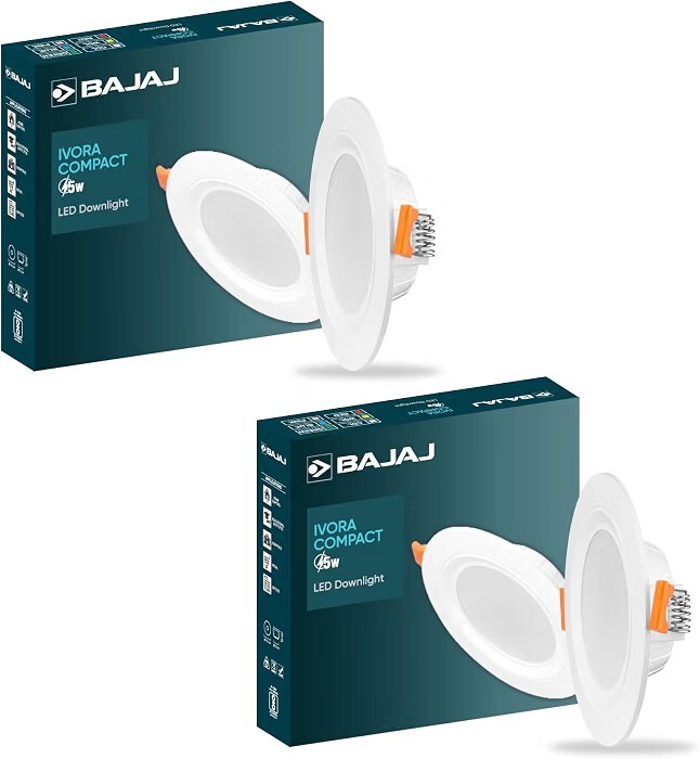 Bajaj Polycarbonate Ivora Compact Downlight | 5W LED Downlight |  (Pink, Pack of 2)