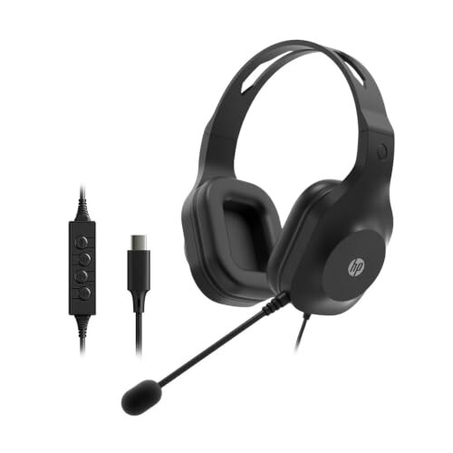 HP 320C USB-C Wired Headset, Black, 212 gm (CH8D5AA)