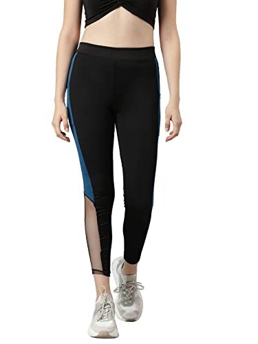 Aarika Women's Black-Blue Color Track Pant