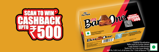 Nestle Bar One: Scan to win Cashback Upto ₹500