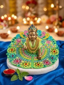 Laddu Gopal ji🦚 cotton dress with stone work on it.