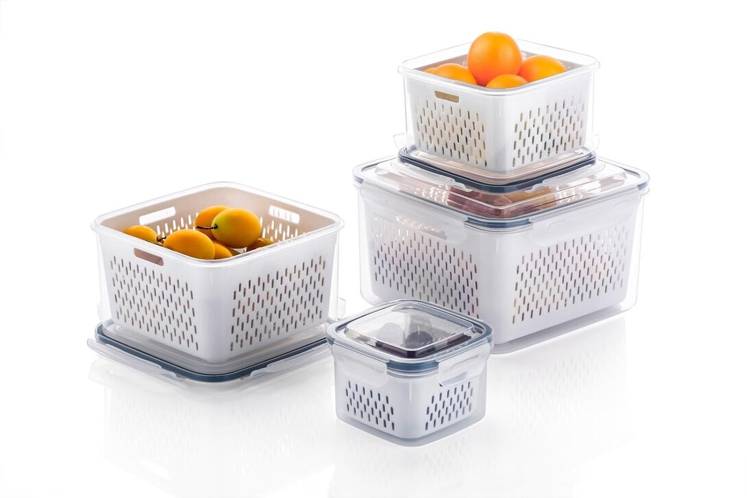 Arto Food Storage Containers with Ventilated Produce Saver Baskets | Set of 4 