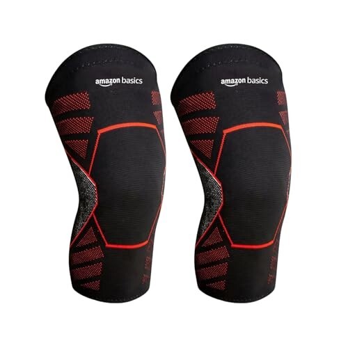 Amazon Basics Nylon Knee Support | Pack of 2 | Black, S