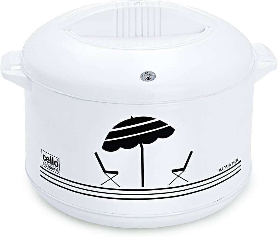 CELLO Plastic Chef Casserole (White, 2 Liter, 1 Piece Chef Casserole)