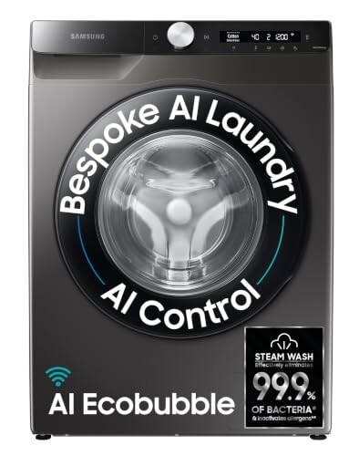 Samsung 8 kg, 5 star, AI Control, AI Eco Bubble, Wi-Fi, Digital Inverter, Motor, Fully-Automatic Front Load Washing Machine (WW80T504DAX1TL, Hygiene Steam, Inox)
