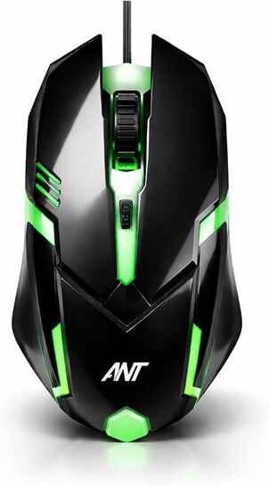 Ant Globe 12 Wired Optical Gaming Mouse - 2400 DPI High-Precision Sensor, Multicolour RGB Backlight, 4 Responsive Buttons, Ergonomic Lightweight Design for PC, Mac, Laptop & Desktop (Black)