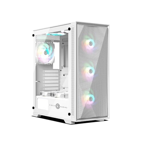 Circle Furious MESH 240 ARGB Mid- Tower Computer Case | Gaming Cabinet - White 