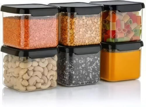 Plastic Food Storage Container Set with Airtight Lids -  (500ml, 6Pcs) [30% Coupon]