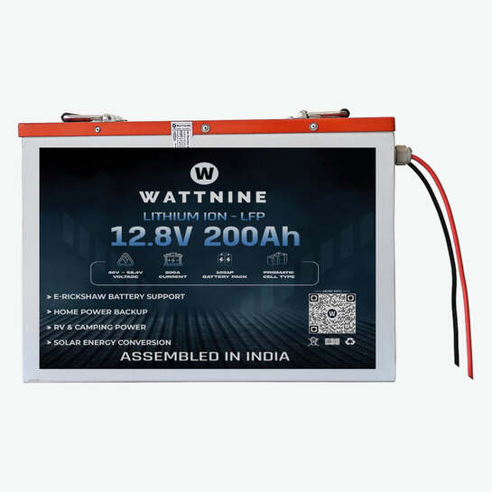 WATTNINE® 12.8V 200Ah LiFePO4 Lithium Inverter Battery Pack