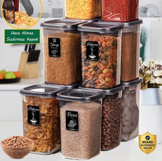 3D METRO SUPER STORE Plastic Grocery Container  - 1100 ml (Pack of 6, Transparent, Grey)