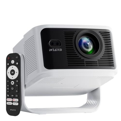 WZATCO Yuva Vibe Pro, Certified Smart Home Projector 4k Ultra HD, Native 1080P, Widevine L1, Fully Automatic, 1000 ANSI, Sealed Engine, HDMI ARC, Screen Mirroring, Portable Room Cinema, White