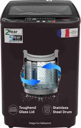 Thomson 8.5 kg PureWash Toughened Glass Lid with Stainless Steel Drum, Magic Filter and Multiple Wash Programs Fully Automatic Top Load Red, Maroon (TTL8500R)