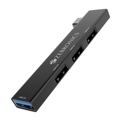 ZEBRONICS TA210U, 4 in 1 Type-C to USB Hub, USB 3.0, 4 USB Ports, Speeds | Laptops, Black