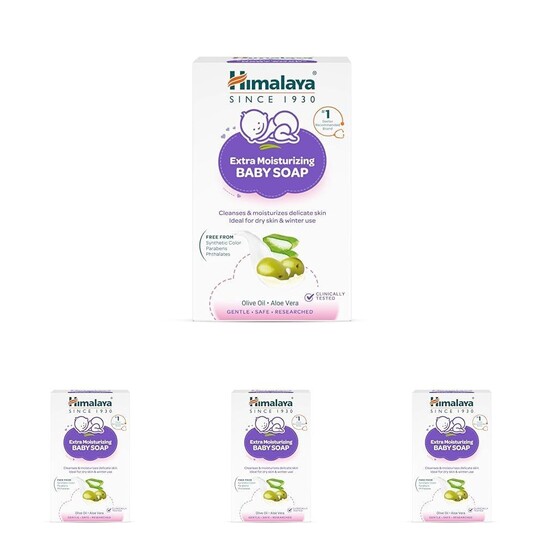 Himalaya Extra Moisturizing Baby Soap for Dry Skin | B3G1-125g Helps Lock In Moisture With Aloe-Milk Moisture Complex of Almond & Olive Oil | Clinically Tested | No. 1 Doctor Recommended Brand