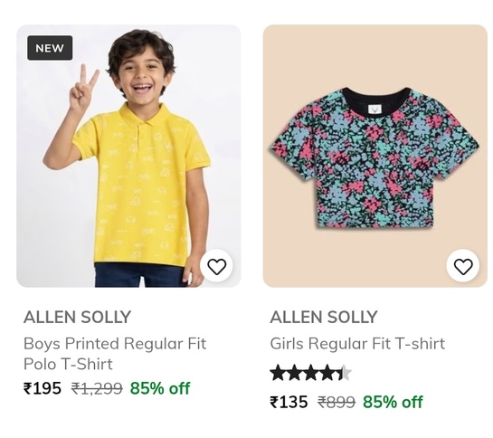  Allen Solly Boys & Girls  Upto 85% Off 