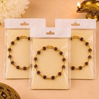 (Pack of 3) Metal Gold-plated Rudraksha Bracelet